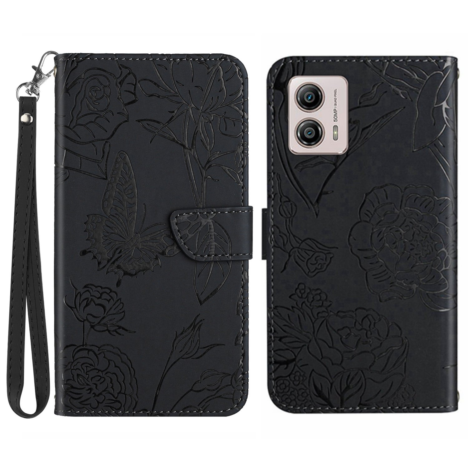 HT03 For Motorola Moto G53 5G Anti-Scratch Phone Case Imprinted Butterfly Flowers Skin-touch Feeling Flip Stand Phone Cover with Strap HT03 For Motorola Moto G53 5G Anti-Scratch Phone Case Imprinted Butterfly Flowers Skin-touch Feeling Flip Stand Phone Cover with Strap